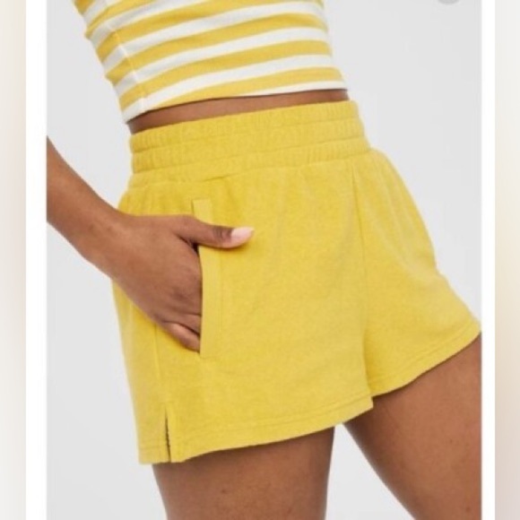 aerie Pants - Offline by Aerie Terry Cloth Shorts Bright Yellow Pockets Size XS